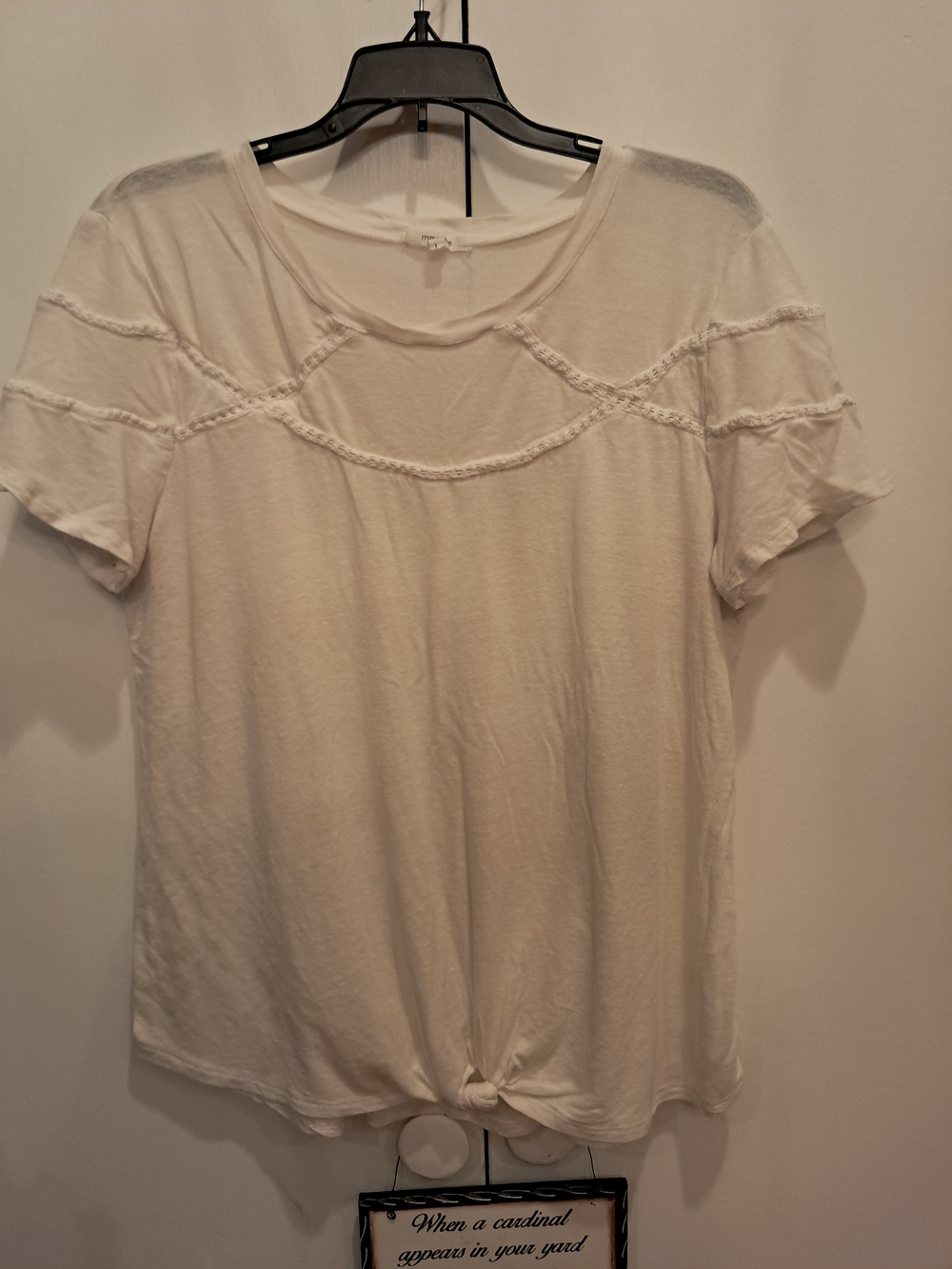 Maurices Women's White Short-Sleeve Knot Front Top